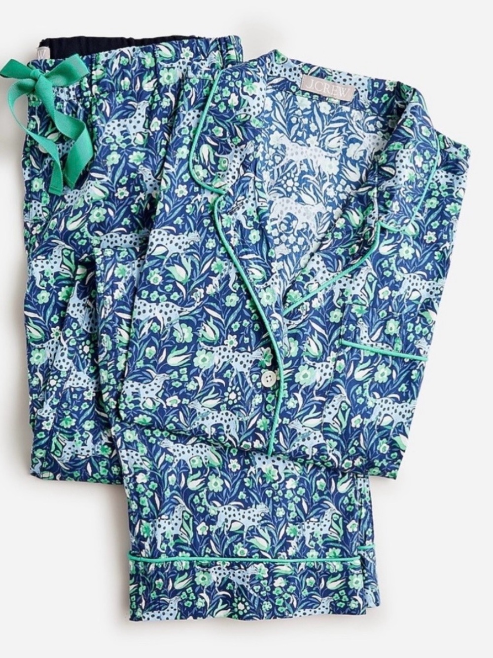 J. Crew Pajama Set in Fauna Floral Blue Spotted